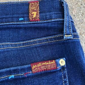 7 for all mankind b(air) cropped boot frayed hem jeans